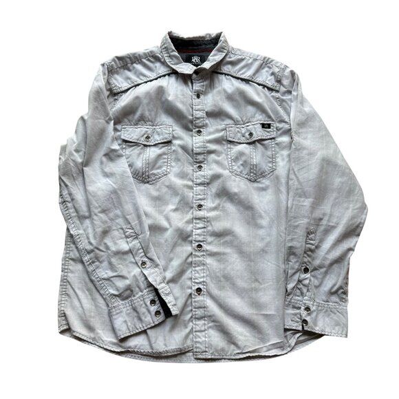 Rock & Republic Other - Rock & Republic Size XL Light Gray Plaid Utility Chest Pockets Button-Up Shirt